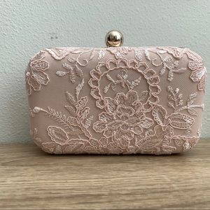 Chi Chi London Clutch Bag in Rose With Piped Lace